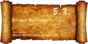 Blaga Nándor névjegykártya